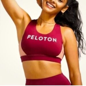Peloton Move Mission Strappy Sport Bra in aBurgundy And Peach Color. Size XL